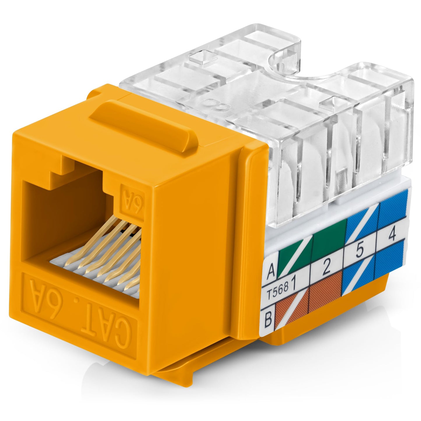 Everest 90 Degree RJ45 Cat6A Keystone Jacks Slim Profile 20-Pack Yellow