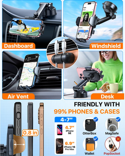 HTU 2026 Ultimate Best【True Military-Grade & Safety Cert】 Car Phone Holder