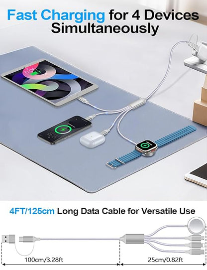 2 Pack Charging Cable for Apple Watch Charger/Samsung/iPhone Charger,Car/Office/Camping/Travel Essentials,Type C Cable Cord for iWatch Ultra/10-2/iPhone 16-11/Samsung S25-S20,iPad,airPods-Purple