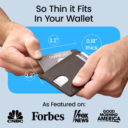Aquavault ChargeCard (Black): Ultra-Slim 2300 mAh 1.5А Charge Card Phone Charger - Built-in Cables for iPhone & Android - Compatible with iPhone 6-17 & Android - Ultra Thin Power Bank Fits in Wallet
