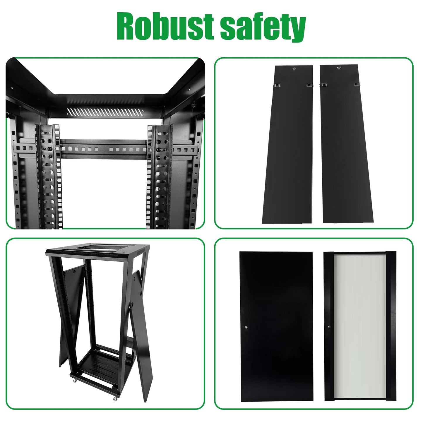 GlobalRack 27U Server Cabinet, Glass Door, Locking Casters, 2 Fans