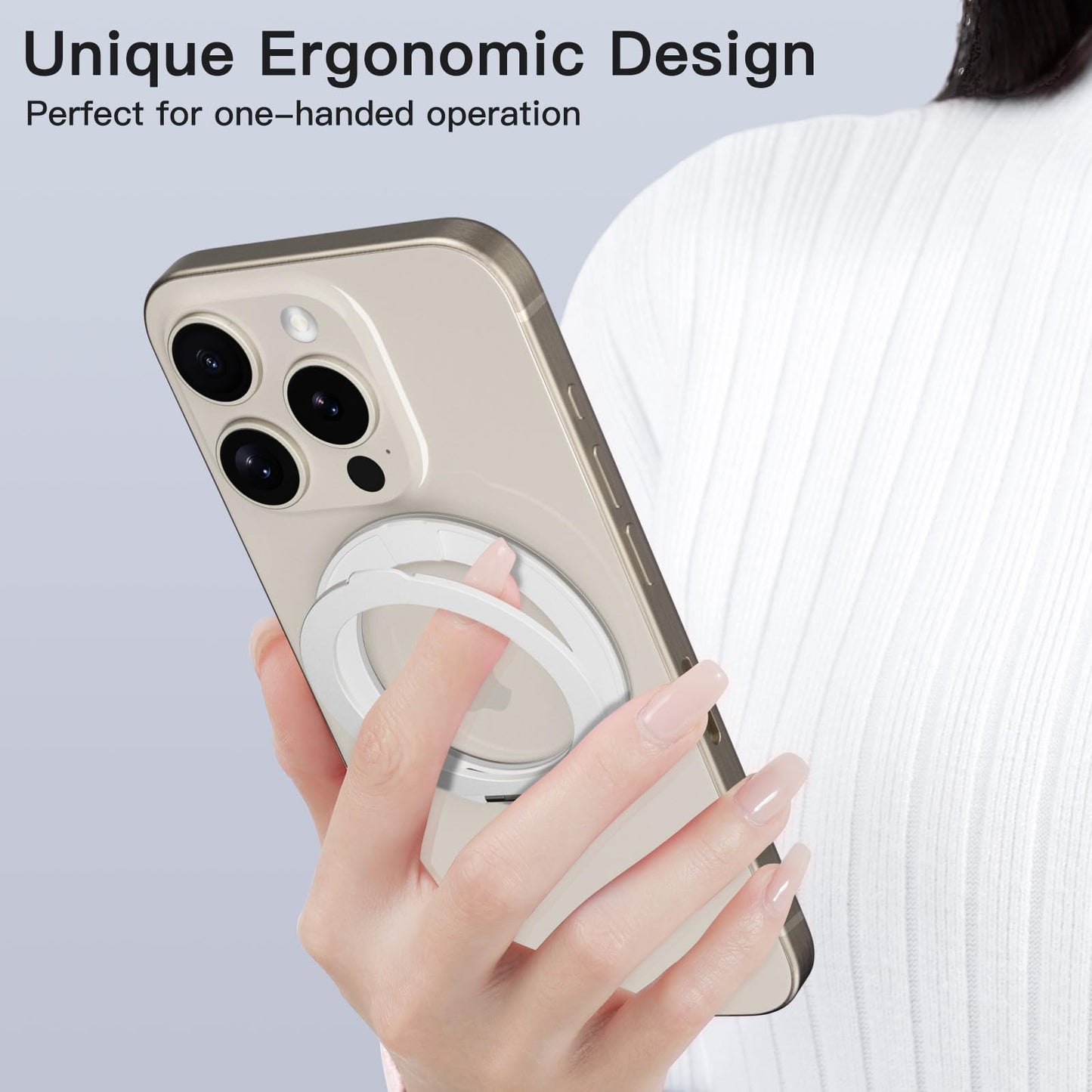 COOLQO 1Pc 360 Spin Cell Grip Ring Phone Stand [Upgrade Gear Hinge Stress Anxiety Relief] Magnetic Holders for Your car Accessories Desk Mount Compatible with iPhone All Smartphones, Silver