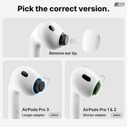 Foam Masters Ultra-Premium Memory Foam Ear Tips for AirPods Pro 1st & 2nd Gen | 3 Pairs | New Ver. | Secure Fit | Super Comfort | Better Noise Cancel | Replacement Buds (Assorted S/M/L, Light Blue)