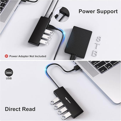 USB Hub,VEMONT 4-Port USB 3.0/2.0 HUB,Ultra Slim Portable High-Speed USB Splitter Applicable for PC Laptop, Desktop, Notebook, MacBook and More