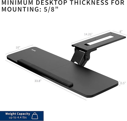 VIVO Adjustable Computer Keyboard and Mouse Platform Tray, 34 x 10 inch Ergonomic Under Table Desk Mount Drawer Underdesk Shelf, Black, MOUNT-KB36B
