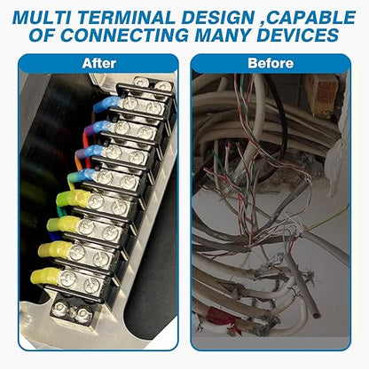 GLOSO TBE Double Row Stainless Terminal Blocks, Marine Grade, 4-14 AWG Cu, 75A/600V - 1 Pack, 12 Poles