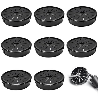 8 Pcs Cable Grommet, Snap Bushing 1-3/4" (45 mm) Mounting Diameter, Flexible Petal-Shaped Buckle Round Nylon Desk Grommet for Wires Through Countertop Cord Organizer and Protection, Black