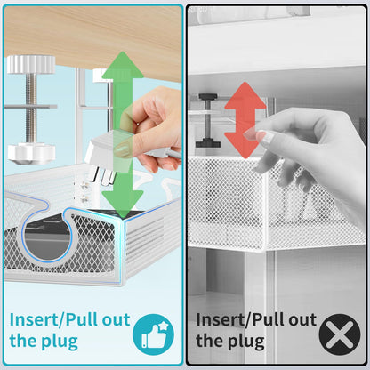 Under Desk Cable Management Tray White, No Drill Desk Cable Management Organizer with Clamp for Desk Wire Management, PC Cord Organizer Accessories & Workspace Organizers for Office, Home(2 Pack)