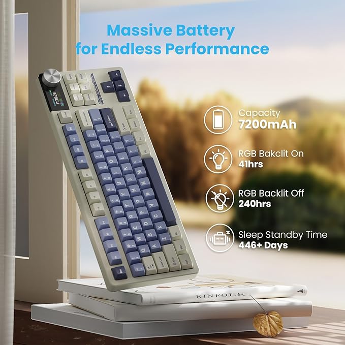RK ROYAL KLUDGE S85 Wireless Mechanical Keyboard with Display & Knob, TKL Hot-Swappable Custom Programmable Macro Keyboard, 7200mAh Battery