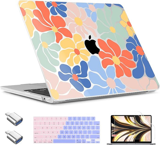 TWOLSKOO for MacBook Air 13 inch Case M5 2026 M4 2025 M3 M2 2024-2022 A3449 A3240 A3113 A2681, Plastic Hard Shell & Keyboard Cover & Type C for MacBook Air 13.6 inch Case, Colorful