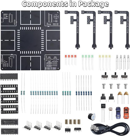 MIOYOOW LED Traffic Light Simulation Soldering Practice Kit, DIY Traffic Signal Light Circuit Board Soldering Kit with Sounds, STEM Educational Electronics Projects for Home and School Learning