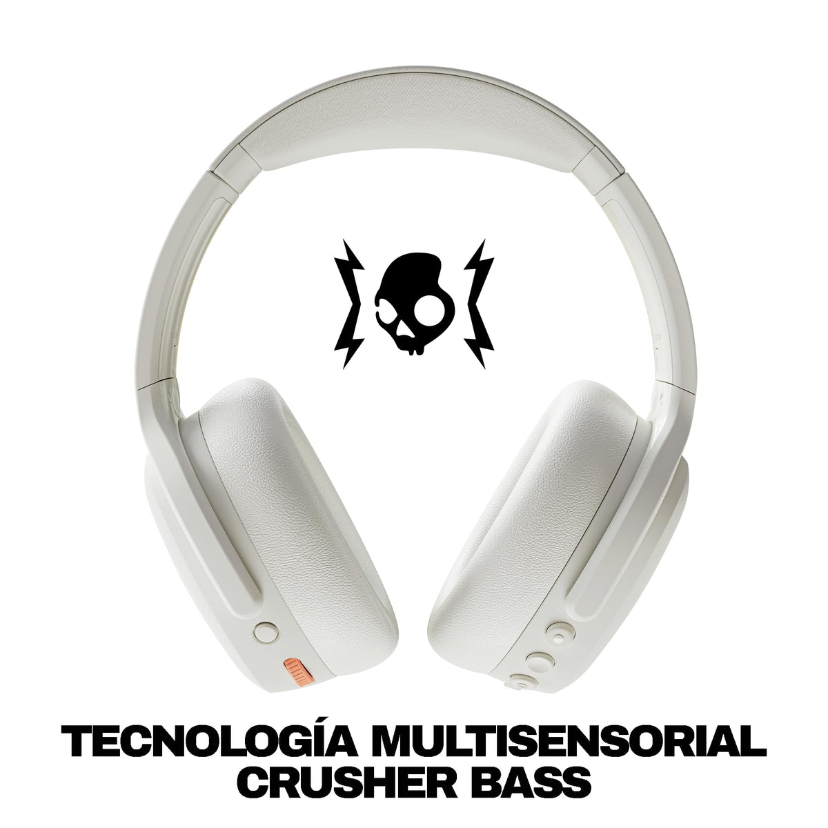 Skullcandy Crusher ANC 2 Wireless Over-Ear Bluetooth Headphones with Extra USB-C Charging Cable, Multi-Sensory Bass, Active Noise Cancelling, 60 Hours Battery, Microphone iPhone Android - Bone