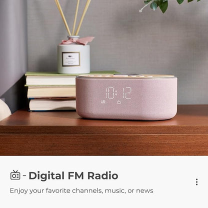 uscce Alarm Clock Bluetooth FM Radio: 10W Stereo Sound Speaker - Fast Wireless Charging for iPhone Samsung - Dimmable Clock Radio for Bedroom