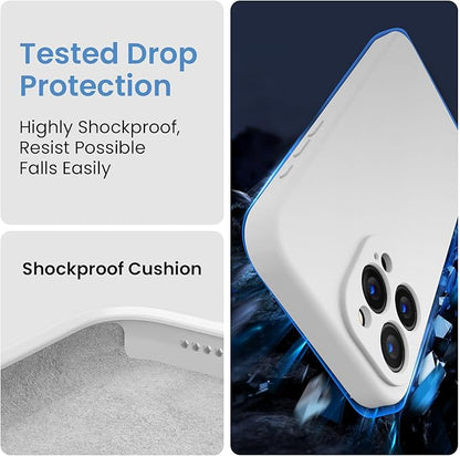 FireNova Designed for iPhone 15 Pro Case, Silicone Upgraded [Camera Protection] Phone Case with [2 Screen Protectors], Soft Anti-Scratch Microfiber Lining Inside, 6.1 inch, White