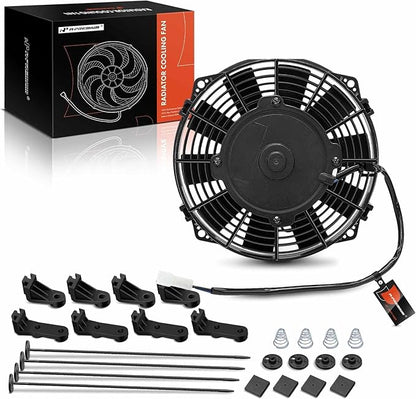 A-Premium 7.5'' 7.5 inch Slim Fan Pull Universal Electric Radiator Cooling Fan Assembly, 12V 80W with Mount Kit