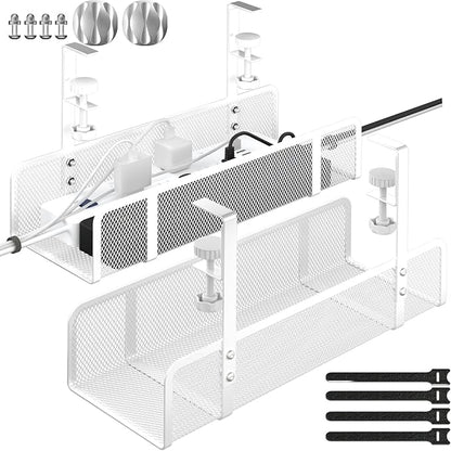 Under Desk Cable Management Tray, Wire Management Desk Cable Organizer Cable Management Box, Cord Organizer Storage for Office, Home