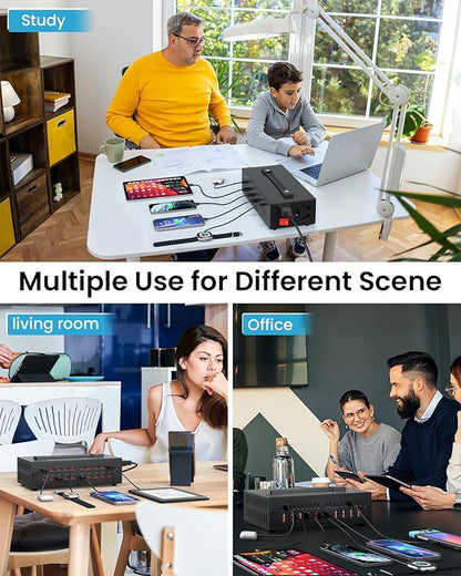 250W USB~c Charging Station, 30 Port (20 USB A & 10 USB~C Port) USB Charger Block, Fast Charging Station for Multiple Devices, Desktop Charger Compatible for iPhone, iPad, Tablets
