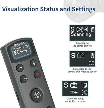 for Sony Camera Rechargeable Shutter Release, AODELAN Wireless Remote Control Zoom Focus Record Compatible with Sony ZV-E10,ZV-1F,ZV-1,A6400,A6700,A7C,A7III,A9,A9 II,DSC-RX0 II,Replace RMT-P1BT(Black)