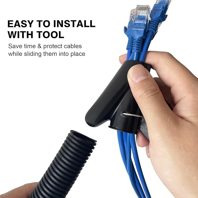 CrocSee 10FT - 1 Inch Split Wire Loom with Installation Tool - Black