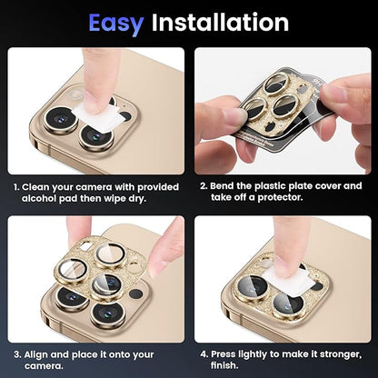 Tensea for iPhone 16 Pro/iPhone 16 Pro Max/iPhone 15 Pro/iPhone 15 Pro Max Camera Lens Protector, Metal Aluminum Alloy Tempered Glass Cover Camera Screen Protector Accessories, Case Friendly