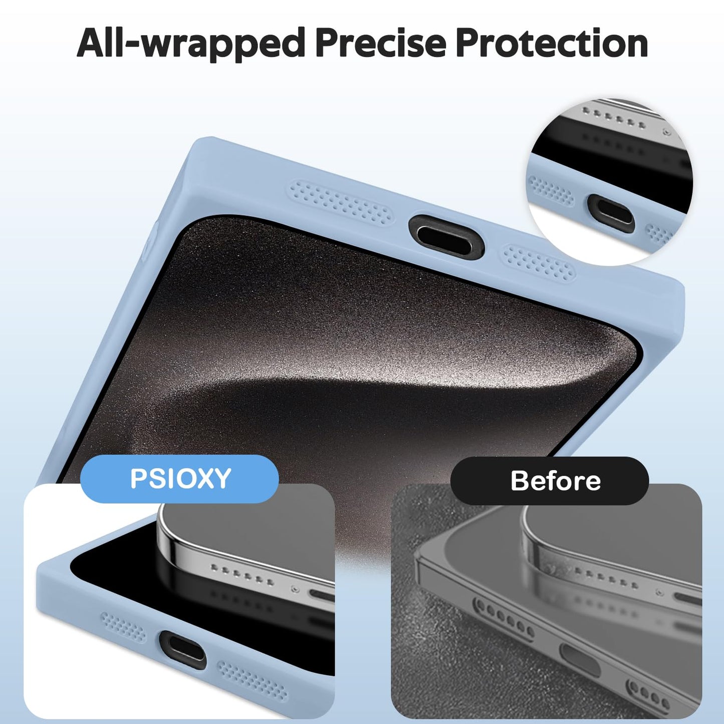 PSIOXY Blue for iPhone 15 Pro Max Case Rectangle Compatible with MagSafe