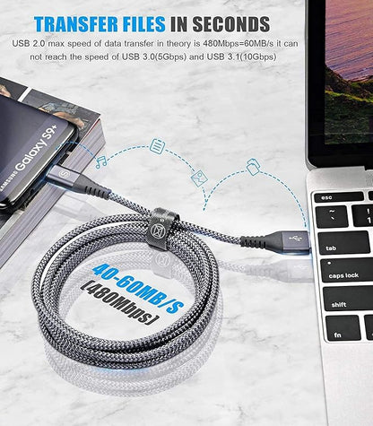 sweguard USB Type C Charger Cable [3-Pack,6.6ft+3.3ft+1.5ft] iPhone 16 Charger Nylon Braided Cord for iPhone 16 15 Pro Max Plus Samsung Galaxy S24 S23 S22 S21 S20 S10 Note 20 10 A54 Pixel LG Moto PS5