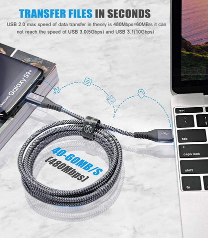sweguard USB Type C Charger Cable [3-Pack,6.6ft+3.3ft+1.5ft] iPhone 16 Charger Nylon Braided Cord for iPhone 16 15 Pro Max Plus Samsung Galaxy S24 S23 S22 S21 S20 S10 Note 20 10 A54 Pixel LG Moto PS5