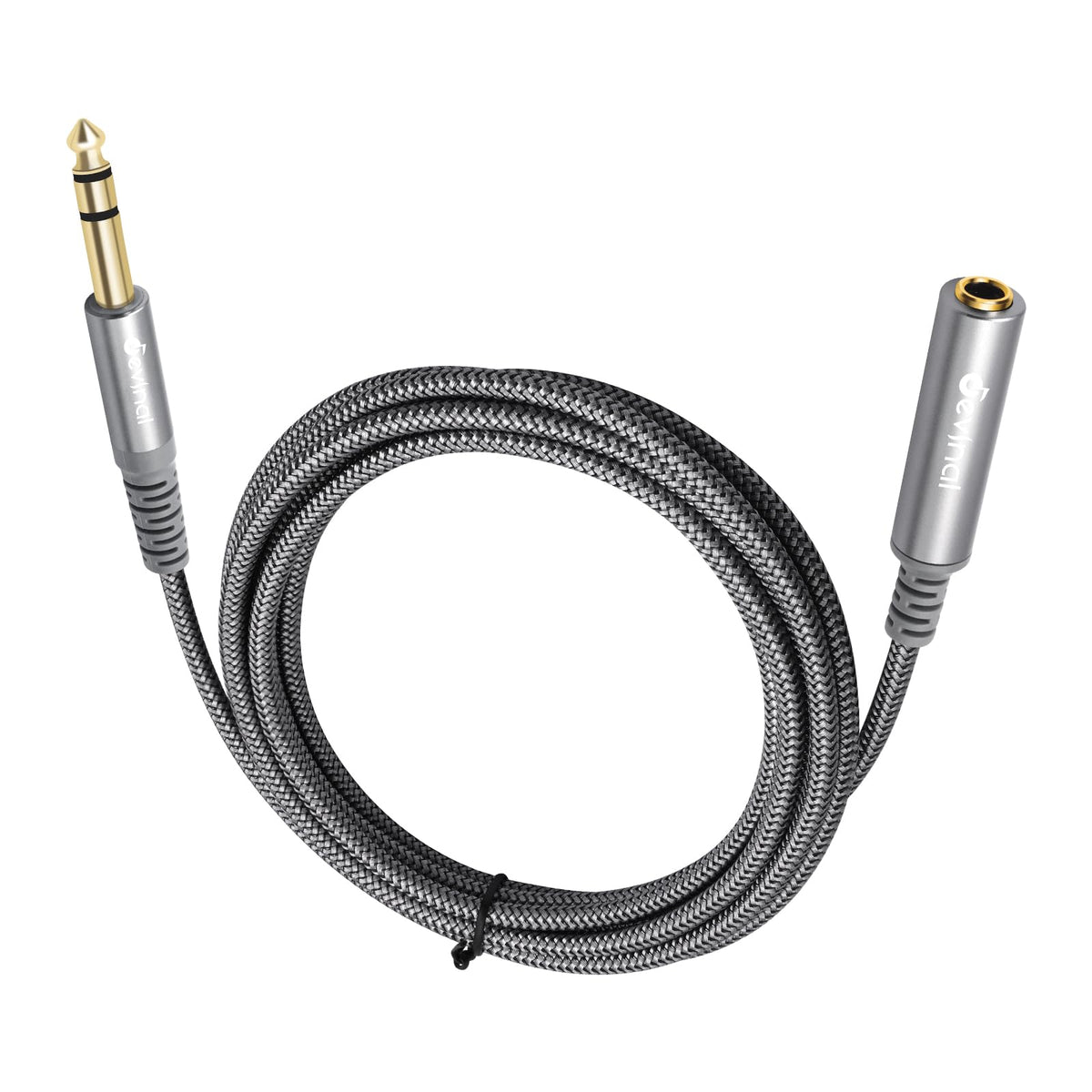 Devinal 6.35mm 1/4" inch TRS Plug Male to 1/4 Female Headphone Guitar Extension Cable Cord, Gold Plated Audio Cable Stereo Extender, 20 feet (6 M)