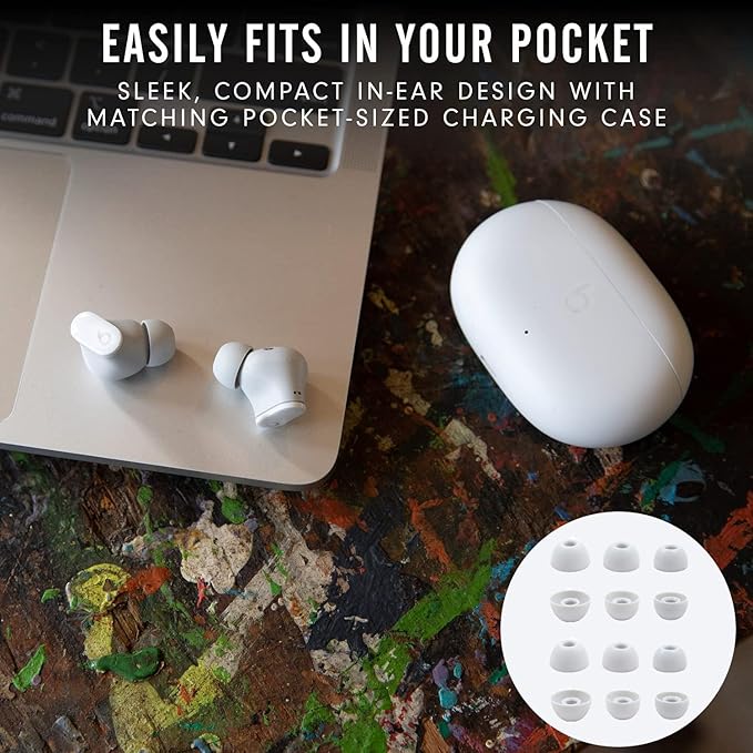 Replacement Silicone Ear Tips for Beats Fit Pro/Studio Buds/Studio Buds+ Headphone, 6 Pairs Earbuds Eartips L/M/S, Eargels Set Fit in Case, Earplug Ear Cap (Silver White with Pen)
