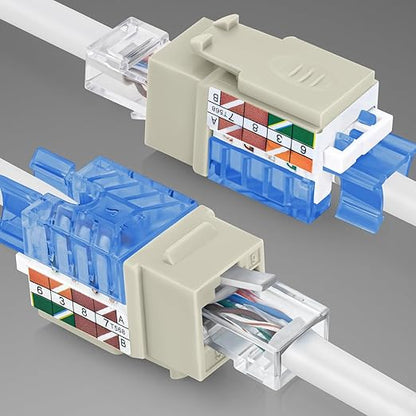 Everest 45° Angled RJ45 Cat5e Keystone Jacks 10-Pack in Ivory - Slim Profile Female RJ45 Connectors - Cat 5e Keystone Jack - Compatible with 45° Angled Speed Termination Tool - 45Term (B0BL3GS7ZY)
