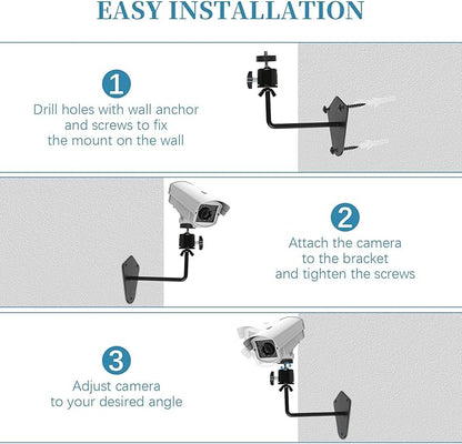 4-Pcs Camera Wall Mount Bracket, 360 Camera Mount with 1/4 Inch Thread, Metal Security Camera Mount, Camera Holder for Surveillance Cameras, Solar Panels, Lights