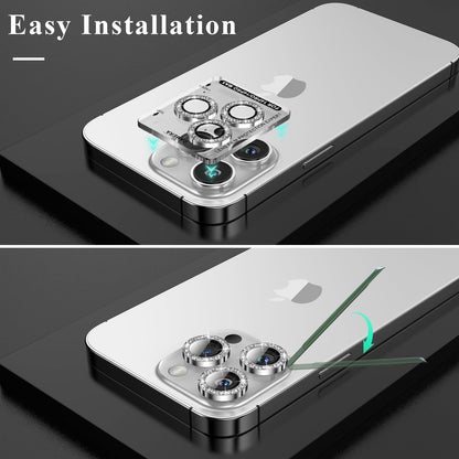 YWXTW Designed for iPhone 14 Pro/iPhone 14 Pro Max Camera Lens Protector Bling, [New Glitter Design] Individual Metal Tempered Glass Camera Cover Accessories Case Friendly, 1 Set (Silver Glitter)