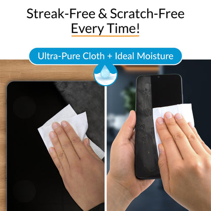 iCloth Screen Cleaner Wipes Individually Wrapped Travel Size Streak-Free (24 Large Wipes)