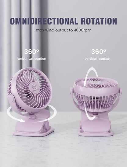 Shinebella AA Battery Powered Clip on Fan with 4-Speed, 5’’ Small Desk Fan with Aroma Function, USB Powered, 360°Rotation, Ultra Quiet, for Golf Cart, Stroller, Bedroom,Car(Batteries Not Included)
