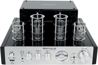 Rockville BluTube 70W Tube Amplifier Stereo Receiver, Bluetooth, EDR, Compact Design, Warm Sound, for Home Audio Enthusiasts