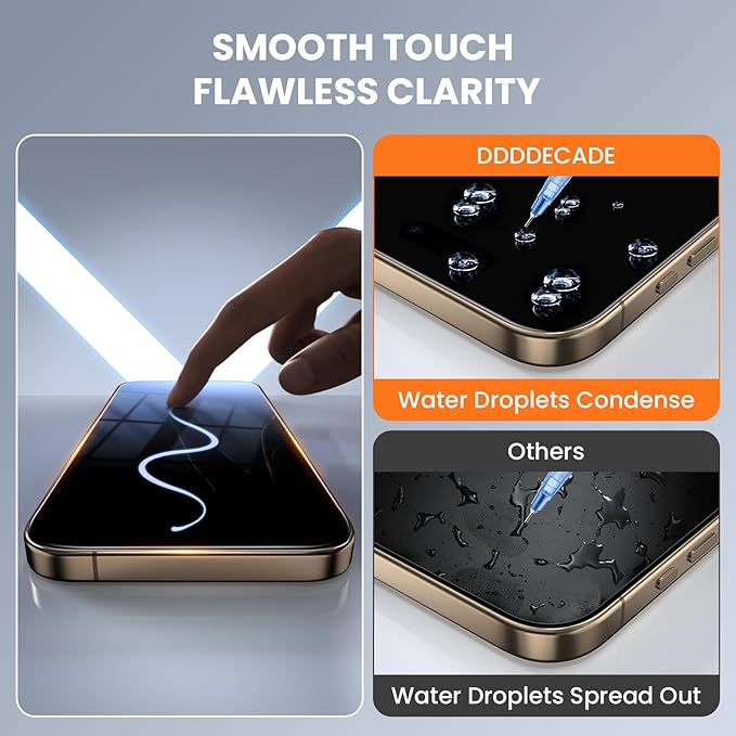 Screen Protector for iPhone 15/16/14Pro Military Grade Tempered Glass Auto-Alignment OneTouch Kit Cell Phone Accessories Bubble Free Case Friendly Auto Dust-Removal Easy Install [1 Pack]