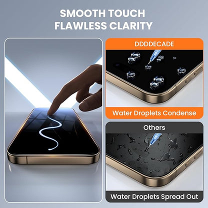 Screen Protector for iPhone 15Plus/16Plus/14Pro Max Military Grade Tempered Glass Auto-Alignment OneTouch Kit Cell Phone Accessories Bubble Free Case Friendly Auto Dust-Removal Easy Install [1 Pack]