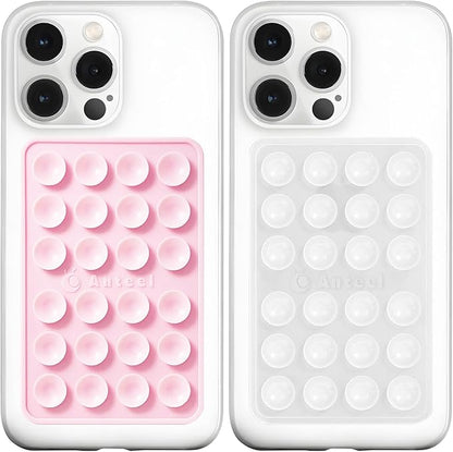 Anteel MAX Silicone Suction Phone Case Adhesive Mount, Upgraded Super Strong Grip, Durable, Easy to Use, Hands-Free Sticky Phone Holder for Selfies, Tiktok Videos, 2.56"x3.94" (LPK&TP)