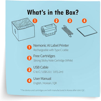 Nemonic AI | Label Printer | Sticky Note | Compatible with CHATGPT | Inkless Bluetooth Thermal Label Printer for Small Business | Portable Wireless