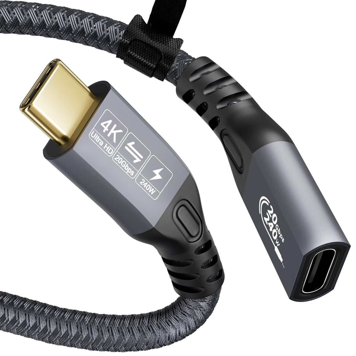 CABLEDECONN Type C Cable 3ft 1m, 240W 48V/5A USBC to USB C 3.2 Gen2×2 Extension Cable, 20Gps Male Female Extender Cable, 4K@60Hz Dual C Video Cord Compatible with MacBook Pro