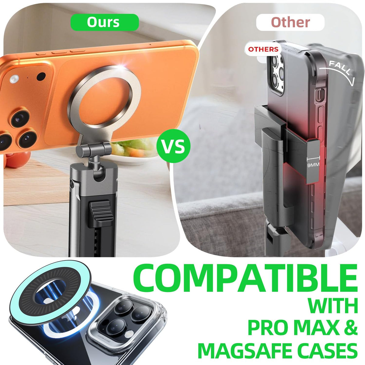 SOGUE Airplane Travel Essentials Men Phone Holder,Plane Phone Mount for MagSafe,Foldable Magnetic Phone Stand for Desk 360° Swivel Universal in Airplane Gadgets for iPhone 17