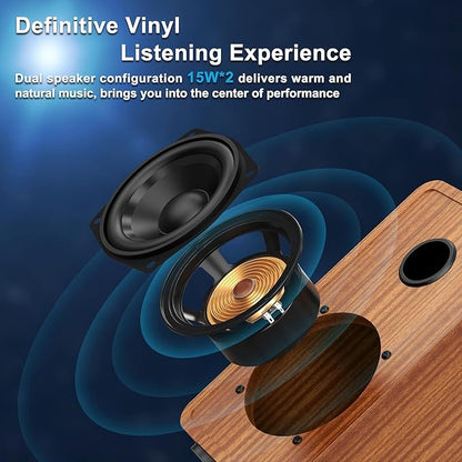 Record Player for Vinyl with 30W Speakers Upgraded，3-Speed (33/45/78 RPM) can Play 7/10/12-inch Vinyl Records, Support Bluetooth Connection, Record in MP3 Format