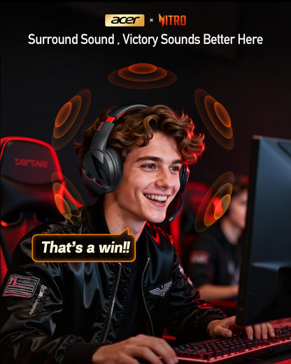acer Wireless Gaming Headset, PS5 Headset with 2.4GHz for Ps5, Ps4, PC, Switch, Bluetooth 5.3 + 100Hrs Gaming Headphones with Noise Canceling Mic for Laptop, Mobile, Mac, 50mm Drivers (Red)
