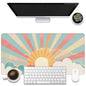 KOAIWPAE Desk Mat, Watercolor Pink Flowers Desk Pad, Green Leaves Flowers Large Gaming Mouse Pad for Desk, 31.5"x15.7" Extended Big Computer Keyboard Mouse Pad with Non-Slip Base and Stitched Edge