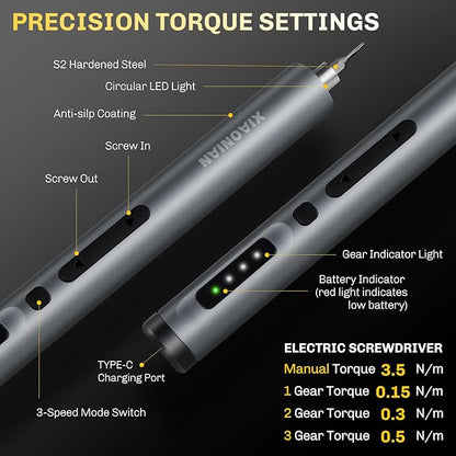 3.7V Precision Electric Screwdriver Set,50 IN 1 Small Power Magnetic Storage Mini Electric Screwdriver Cordless Set USB Charging Repair Tool Kit for Electronics Laptop Phone Camera Glasses Watch