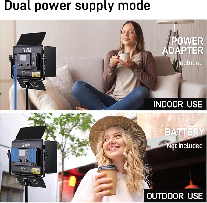 GVM 800D RGB LED Video Light, 2026 Upgraded Panel Light with Optical Lens & 6X Brighter (19500 Lux/0.5m), 3200K-5600K Bi-Color, 20 Scene Modes & CRI97+, Studio Lights, Photography Lighting, 2-Packs