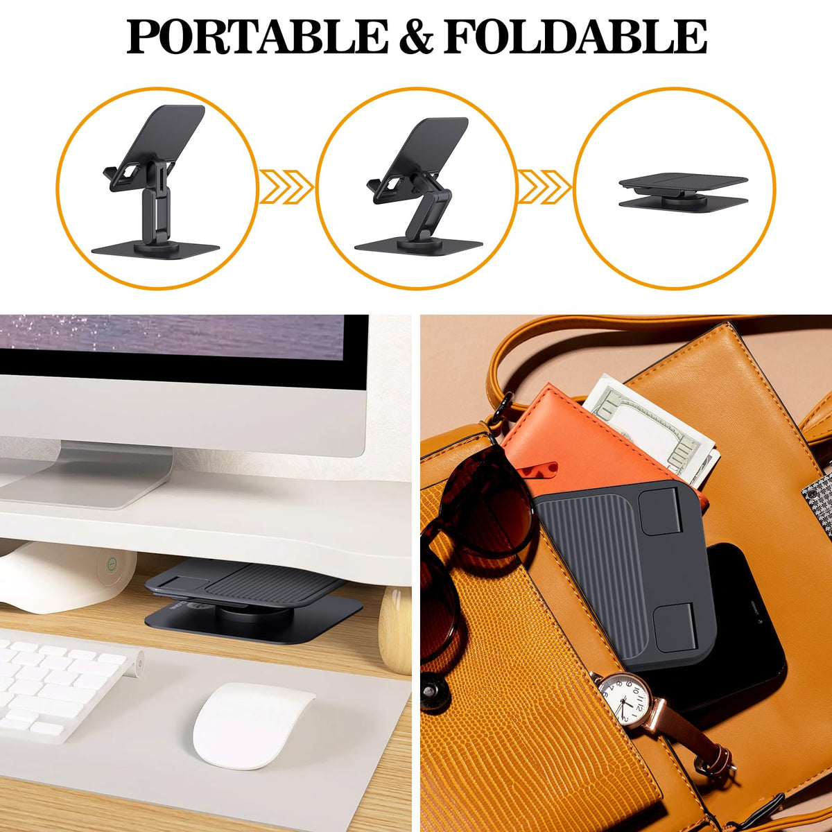 OCYCLONE iPad Stand, 360° Rotating iPad Tablet Stand Holder for Desk, Black