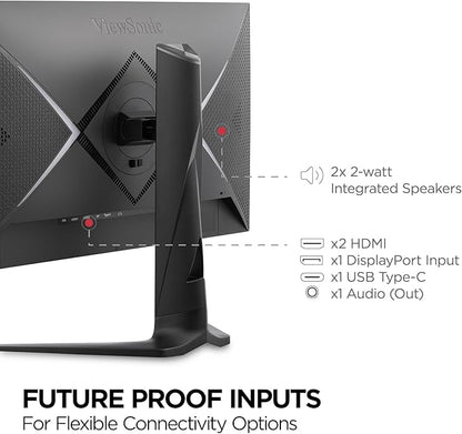 ViewSonic XG2536 25 Inch 1080p IPS Gaming Monitor with 280Hz, 0.5ms, FreeSync Premium, NVIDIA G-Sync Compatible, RGB Lighting, Advanced Ergonomics, HDMI, DP and 65W USB-C Inputs