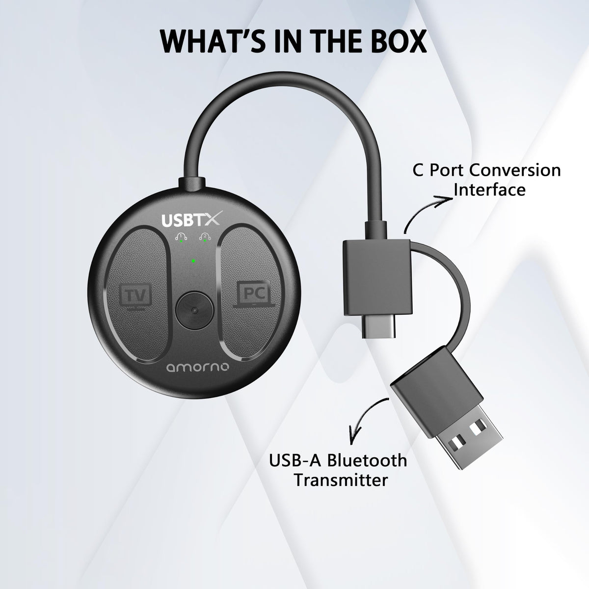 AMORNO USB-C Bluetooth Adapter for PS5, Bluetooth 5.4 Audio Adapter for PC, Plug and Play, Wireless Audio Transmitter for Bluetooth Headphones & Earbuds to PS4/PS5/Switch Dock/PC/Laptop/TV