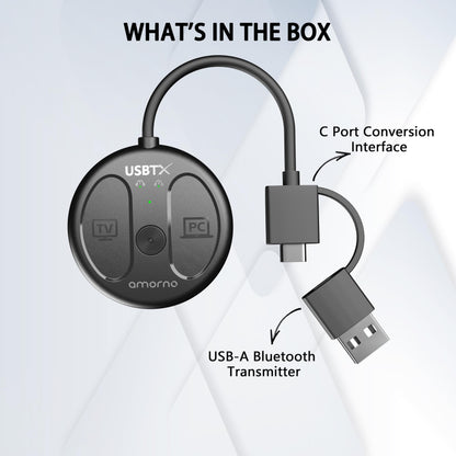 AMORNO USB-C Bluetooth Adapter for PS5, Bluetooth 5.4 Audio Adapter for PC, Plug and Play, Wireless Audio Transmitter for Bluetooth Headphones & Earbuds to PS4/PS5/Switch Dock/PC/Laptop/TV